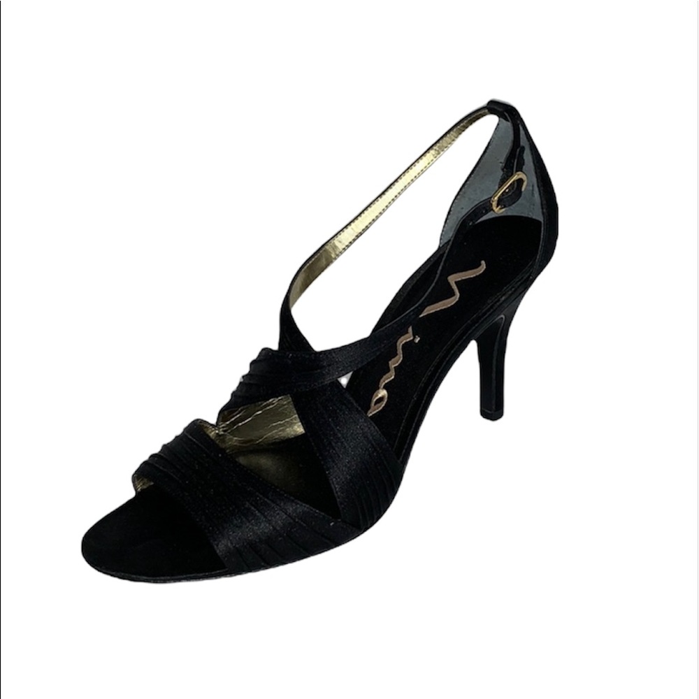 Mina Strappy Slingback Black Open Toe size 8.5